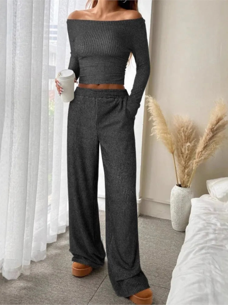 Casual Two Piece Outfits Woman New Women's Trousers Spring Autumn High-waist Loose Wide-leg Pants Casual Straight-leg Pants Suit