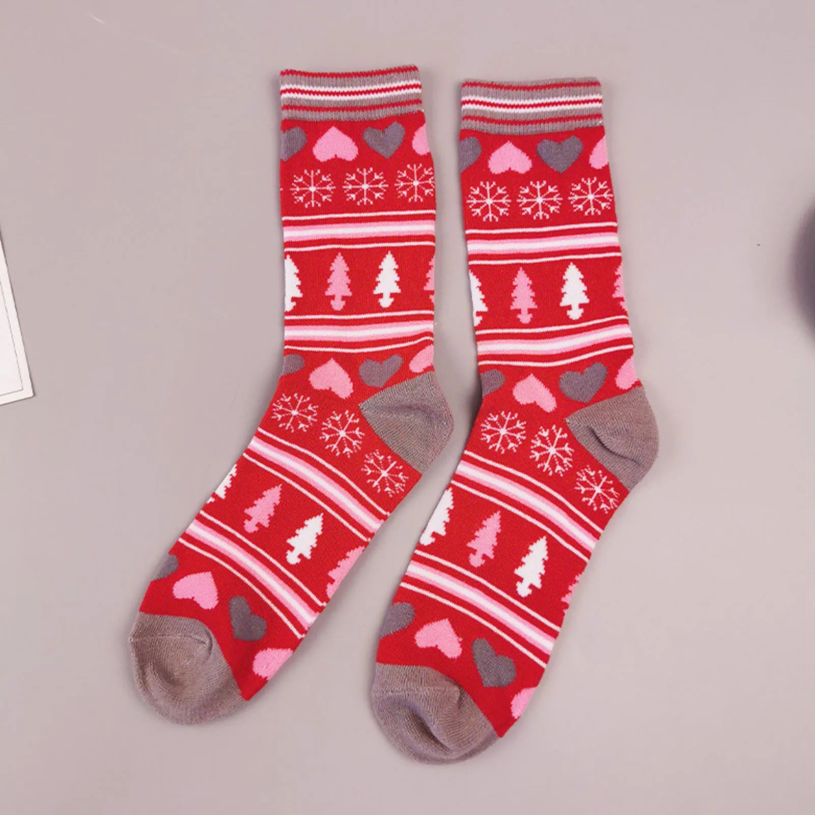 6 Pairs Christmas Socks Colorful Printed Pattern Holiday Socks Skin Friendly Warm Christmas Decoration Gadget Christmas Socks