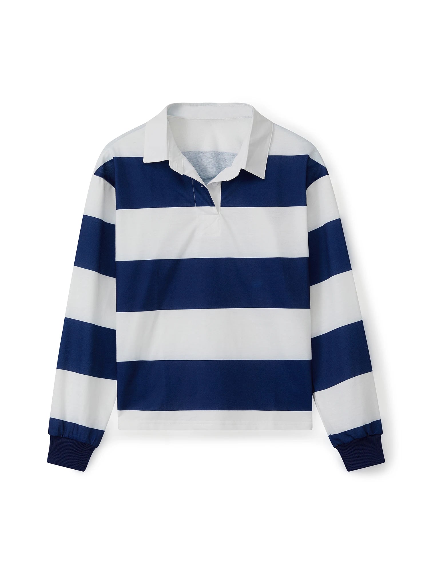 Women s Long Sleeve Striped T-shirt with Turn-down Collar Loose Fit Casual Top for Fall Streetwear Fashion for Ladies