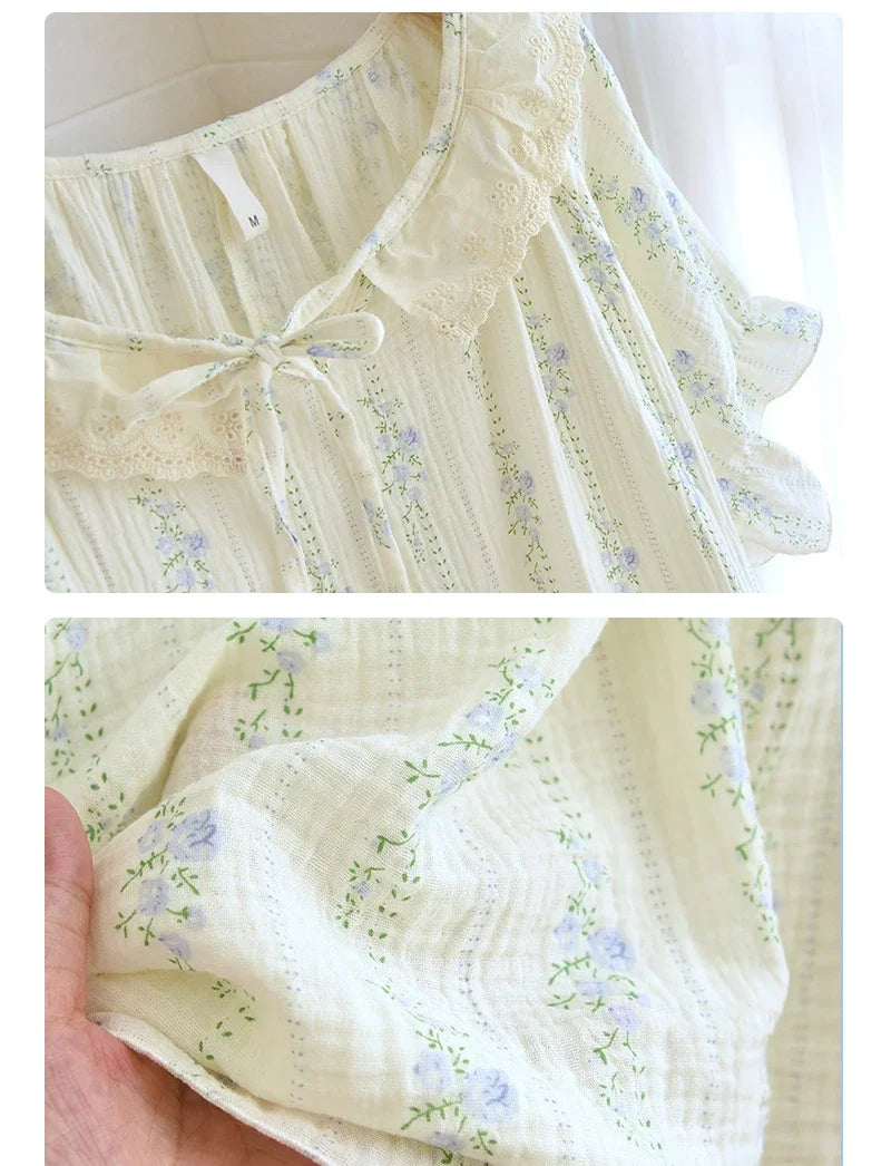 Women’s Summer Cotton Nightgown – Round Neck Loose Knee-Length Sleepwear, Soft Breathable Home Wear Nightdress