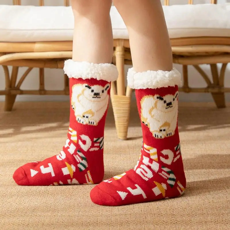Premium Christmas Socks - Warm Fuzzy Cozy Winter Slipper Socks | Thick Crew Socks