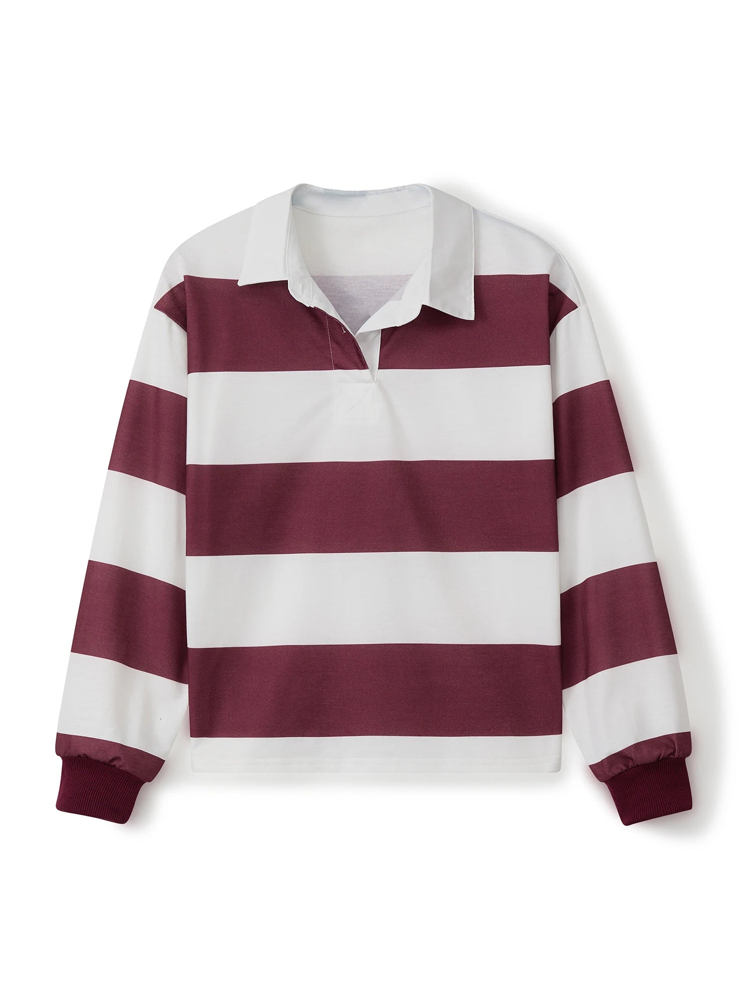 Women s Long Sleeve Striped T-shirt with Turn-down Collar Loose Fit Casual Top for Fall Streetwear Fashion for Ladies