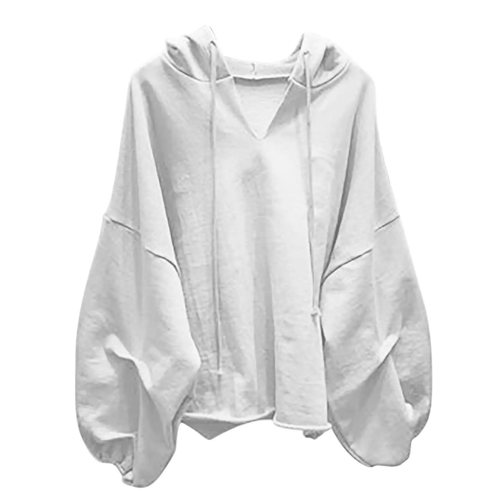 Women'S Fashion Casual Solid Color V-Neck Hooded  Loose Long Sleeve Sweatshirt Sudaderas De Mujer Woman Clothing	Hoodies Woman