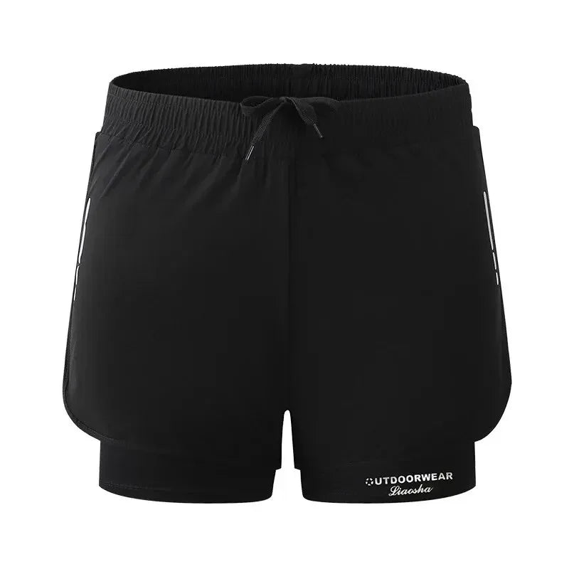 Men’s Double Layer Athletic Shorts – Quick Dry Swim Trunks with Compression Liner, Breathable Drawstring Gym Running & Beach Shorts