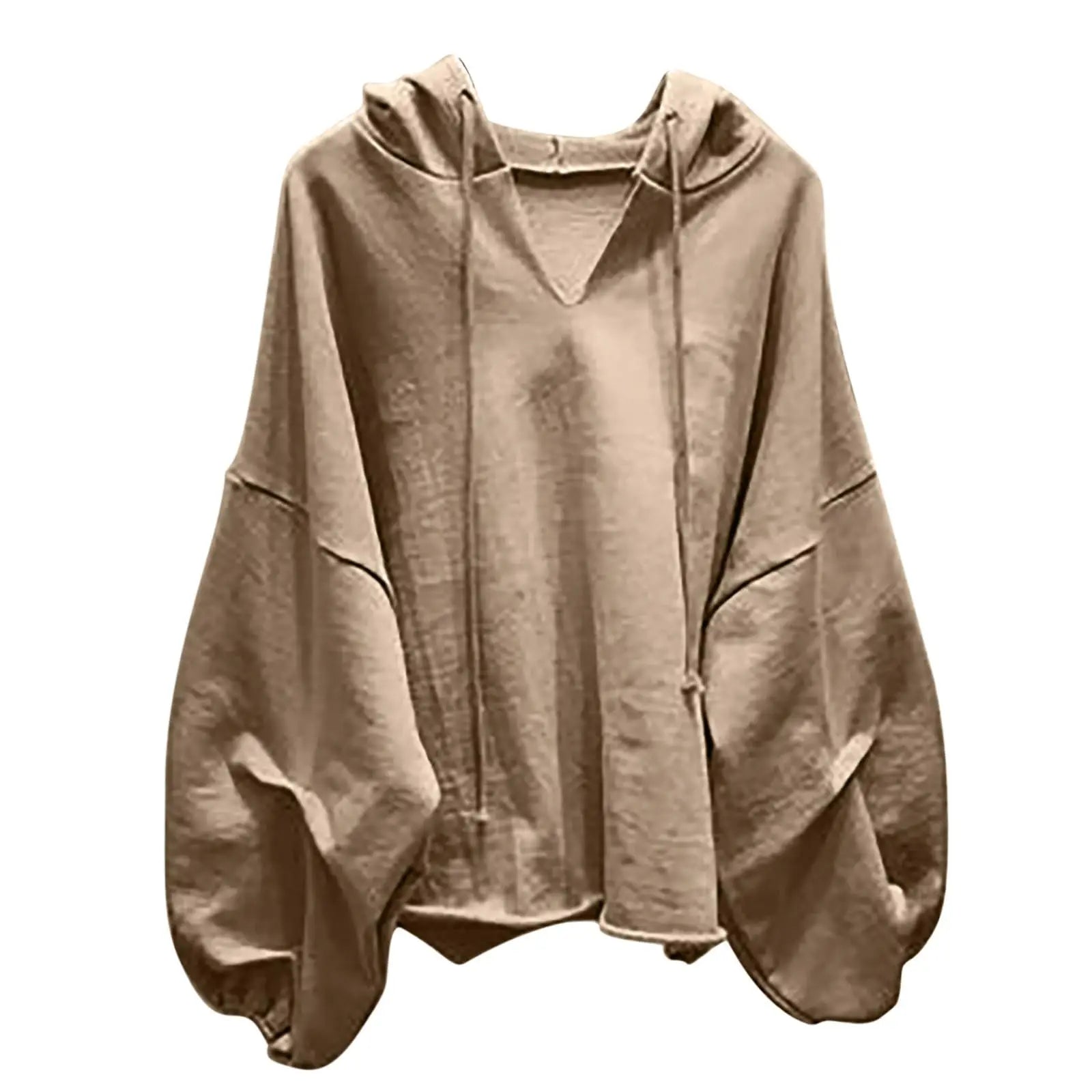 Women'S Fashion Casual Solid Color V-Neck Hooded  Loose Long Sleeve Sweatshirt Sudaderas De Mujer Woman Clothing	Hoodies Woman