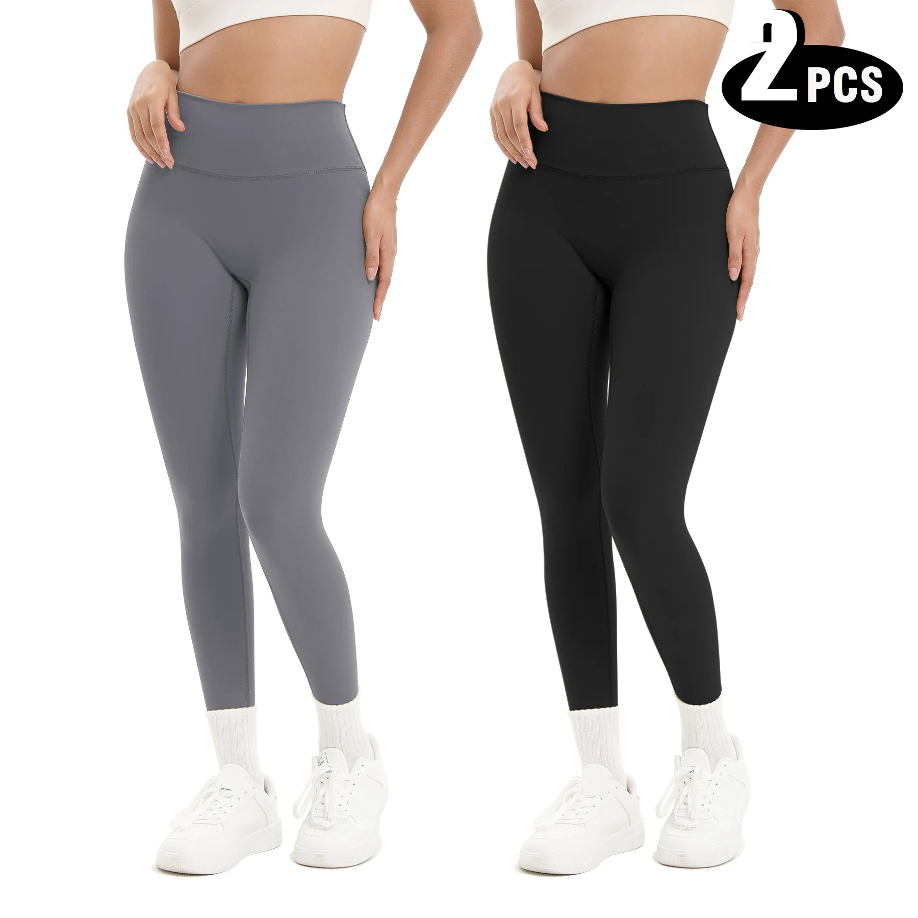 2 Pack Women’s High Waisted Seamless Yoga Leggings – Butt Lifting Tummy Control Workout Leggings, Breathable Stretch Gym Fitness Pants
