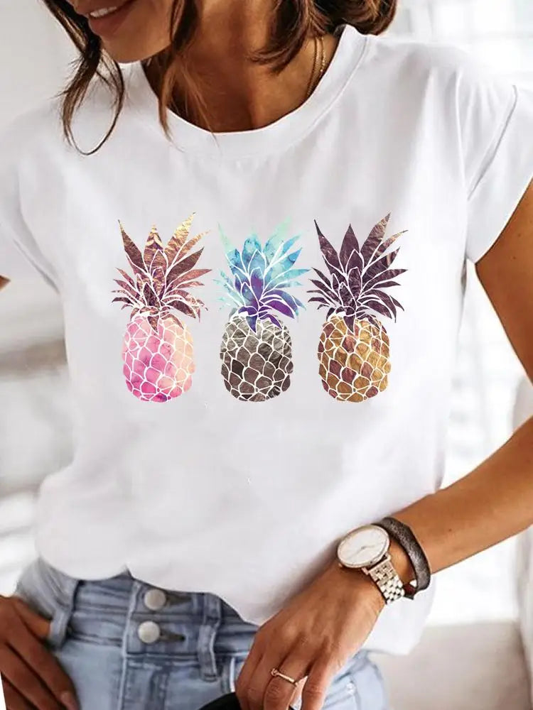 Women T-Shirt Cotton Summer The Cat That Always Wants To Sleep Pattern Prints T Shirt O-Neck Soft Loose Tops Basic Woman Clothes