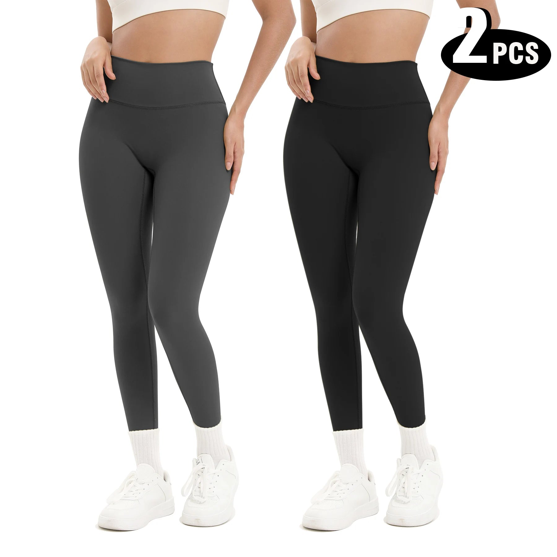 2 Pack Women’s High Waisted Seamless Yoga Leggings – Butt Lifting Tummy Control Workout Leggings, Breathable Stretch Gym Fitness Pants