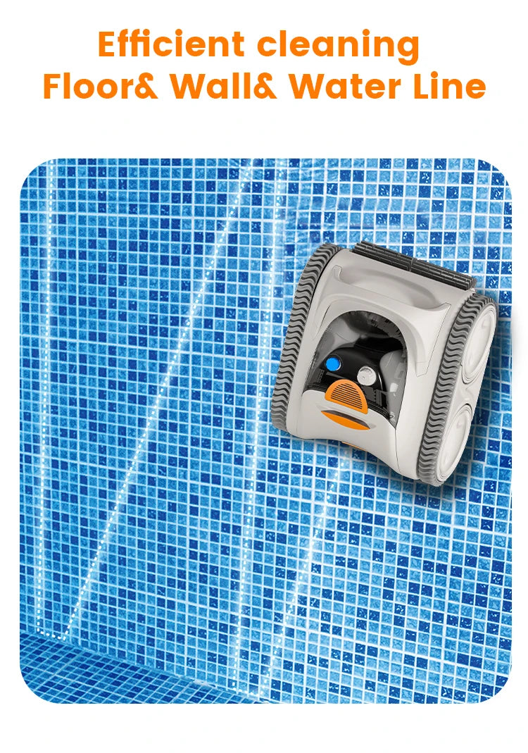 Pool Cleaner, Fully Automatic Cordless Robot, Fast Charging and Long Battery Life, IPX8 Waterproof and Safe Without Leakage.