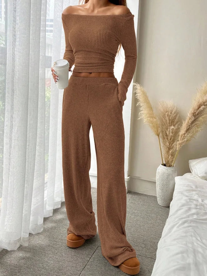 Casual Two Piece Outfits Woman New Women's Trousers Spring Autumn High-waist Loose Wide-leg Pants Casual Straight-leg Pants Suit