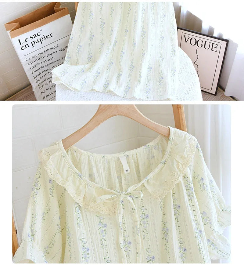 Women’s Summer Cotton Nightgown – Round Neck Loose Knee-Length Sleepwear, Soft Breathable Home Wear Nightdress