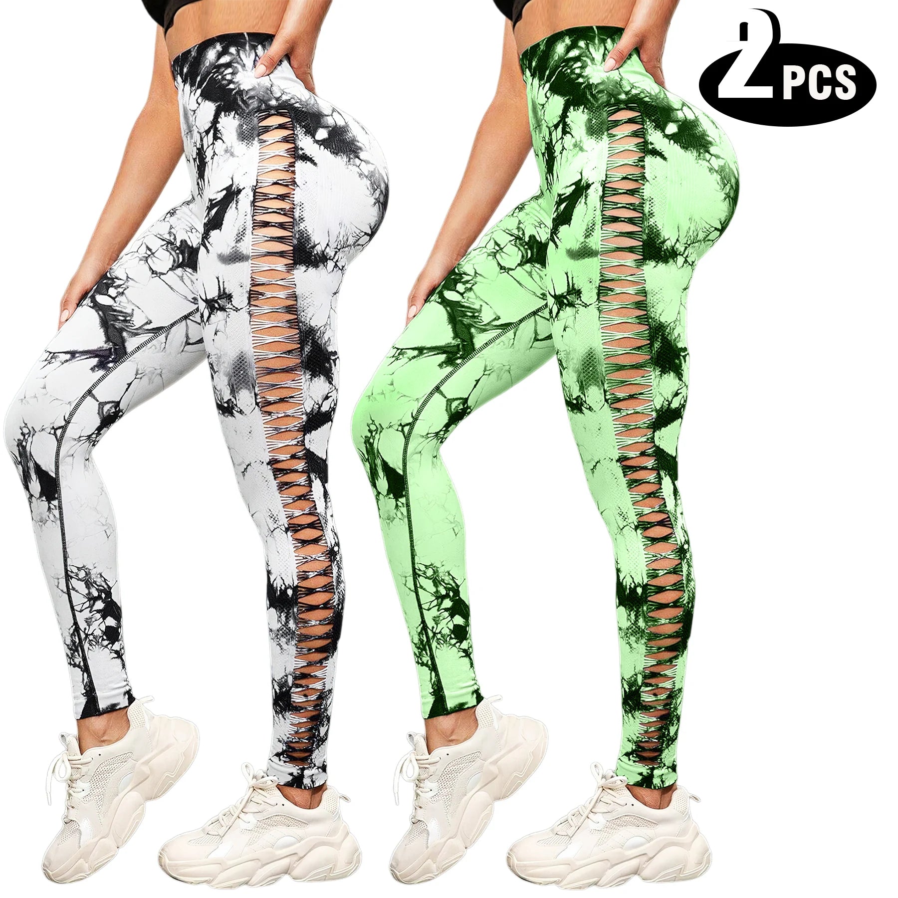 2 Pack Women’s High Waisted Seamless Yoga Leggings – Butt Lifting Tummy Control Workout Leggings, Breathable Stretch Gym Fitness Pants