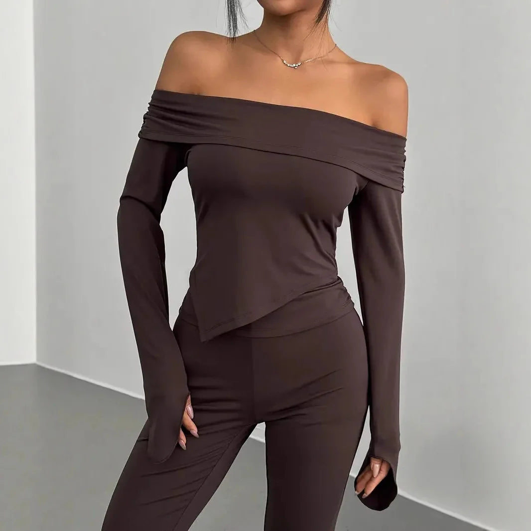 Women's Fashion Solid Set Casual Long Sleeve Top Two-piece Set New Spring Autumn Elegant Holiday Party Two Piece Outfits Woman