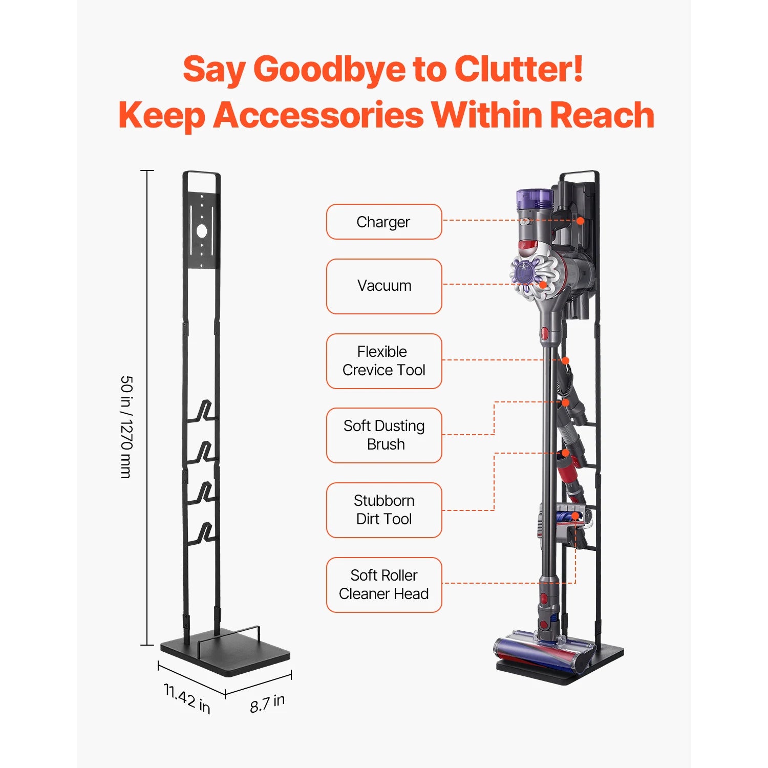 SucceBuy Vacuum Stand Compatible With Dyson Stable Holder with 4 Hooks for Dyson DC30/31/34/35/58/59/62/74 Cordless Upright