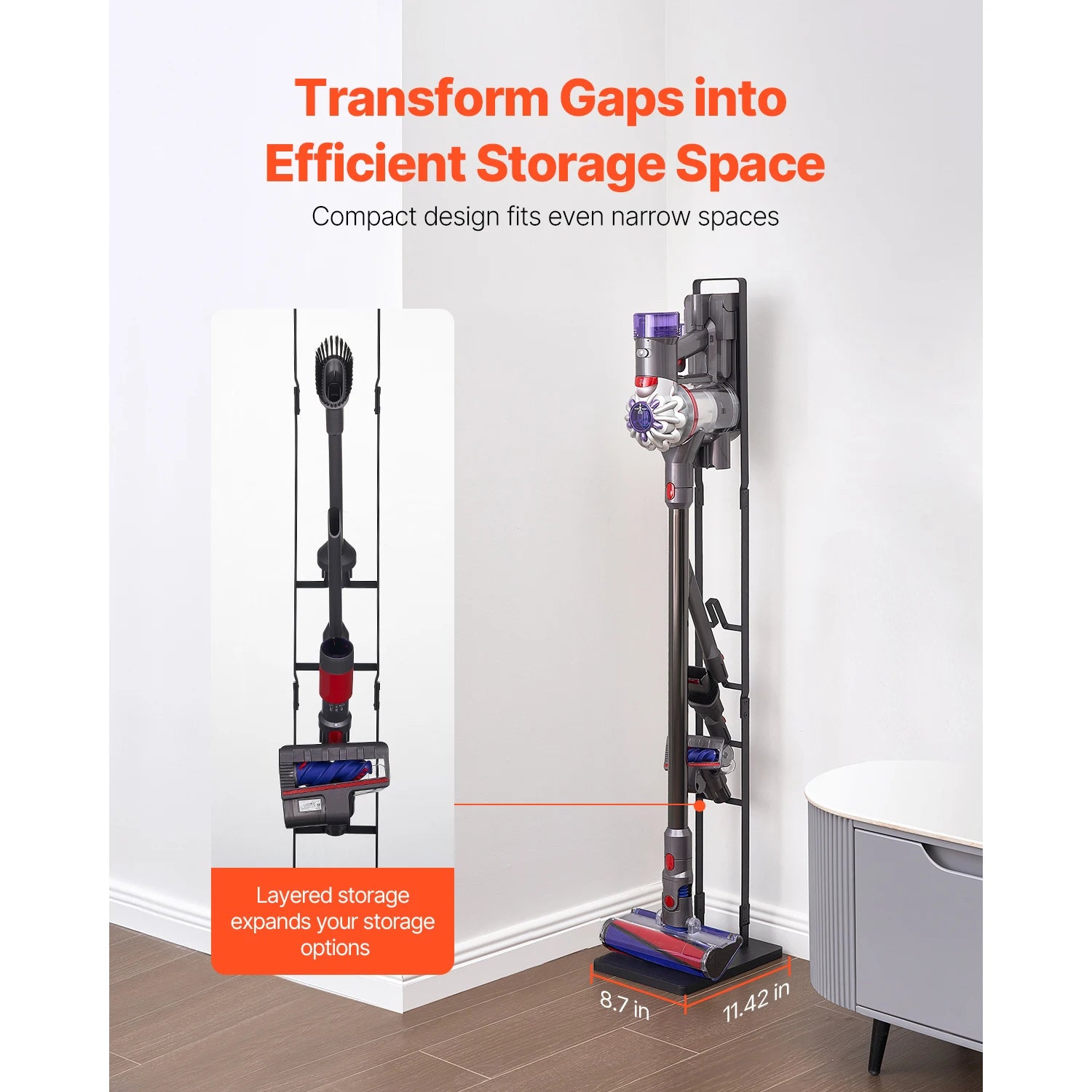 SucceBuy Vacuum Stand Compatible With Dyson Stable Holder with 4 Hooks for Dyson DC30/31/34/35/58/59/62/74 Cordless Upright