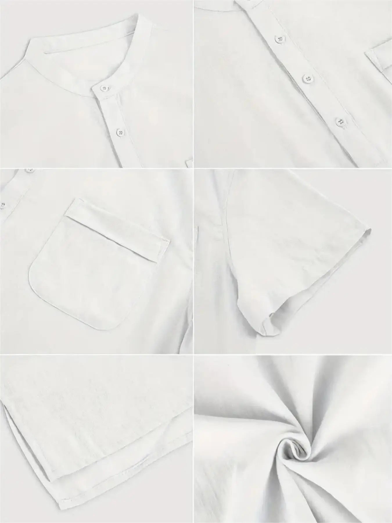 Men's Plus Size Cotton Linen Shirt with Pocket Casual Polo Shirt  Short Sleeve Shirts  Summer Lightweight Beach Tops