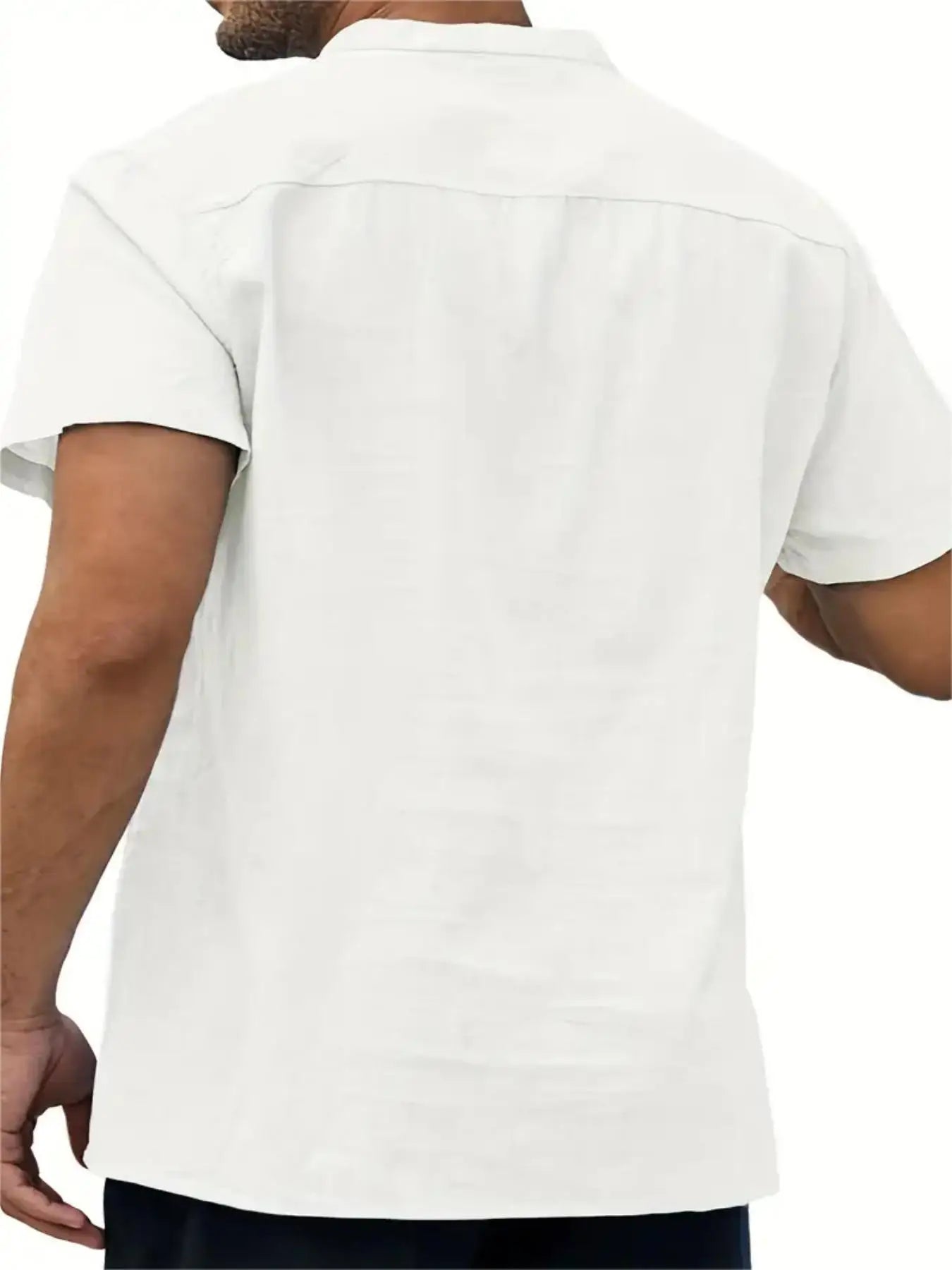 Men's Plus Size Cotton Linen Shirt with Pocket Casual Polo Shirt  Short Sleeve Shirts  Summer Lightweight Beach Tops