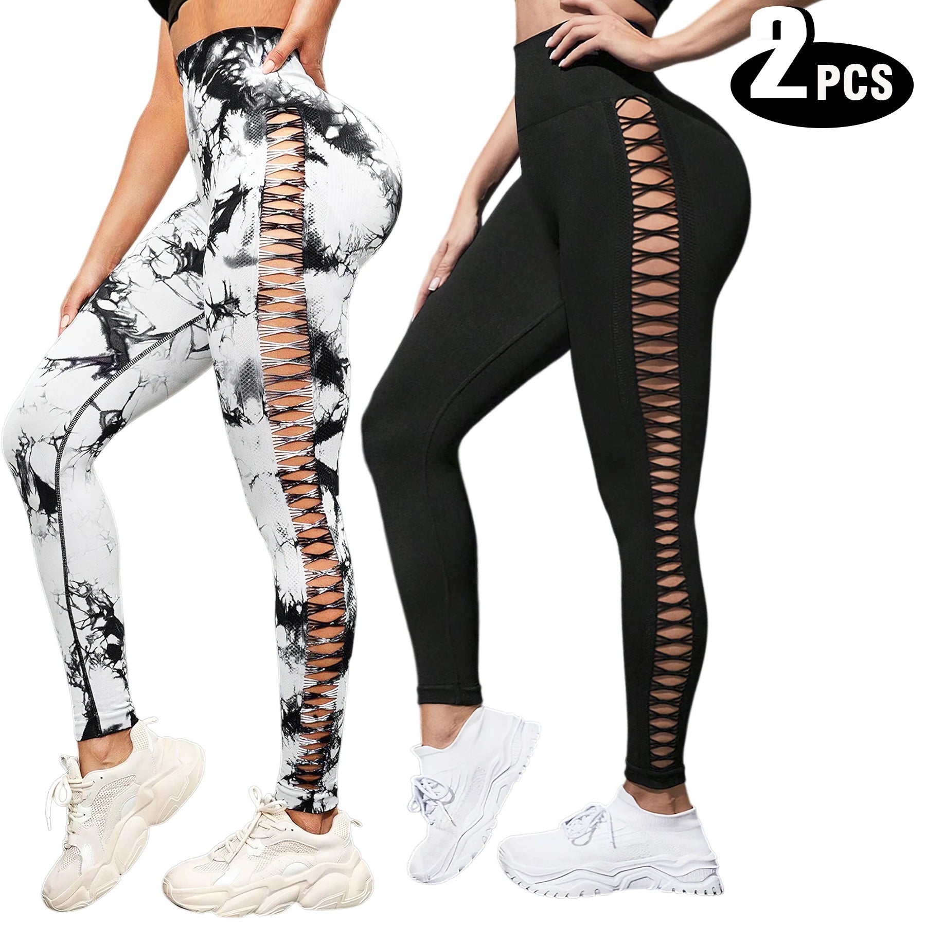 2 Pack Women’s High Waisted Seamless Yoga Leggings – Butt Lifting Tummy Control Workout Leggings, Breathable Stretch Gym Fitness Pants