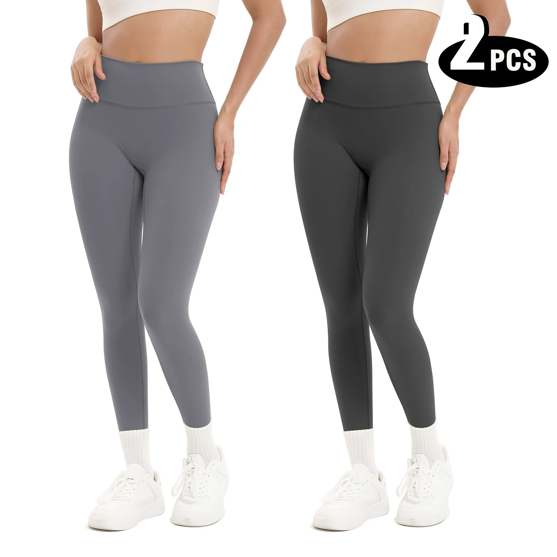 2 Pack Women’s High Waisted Seamless Yoga Leggings – Butt Lifting Tummy Control Workout Leggings, Breathable Stretch Gym Fitness Pants