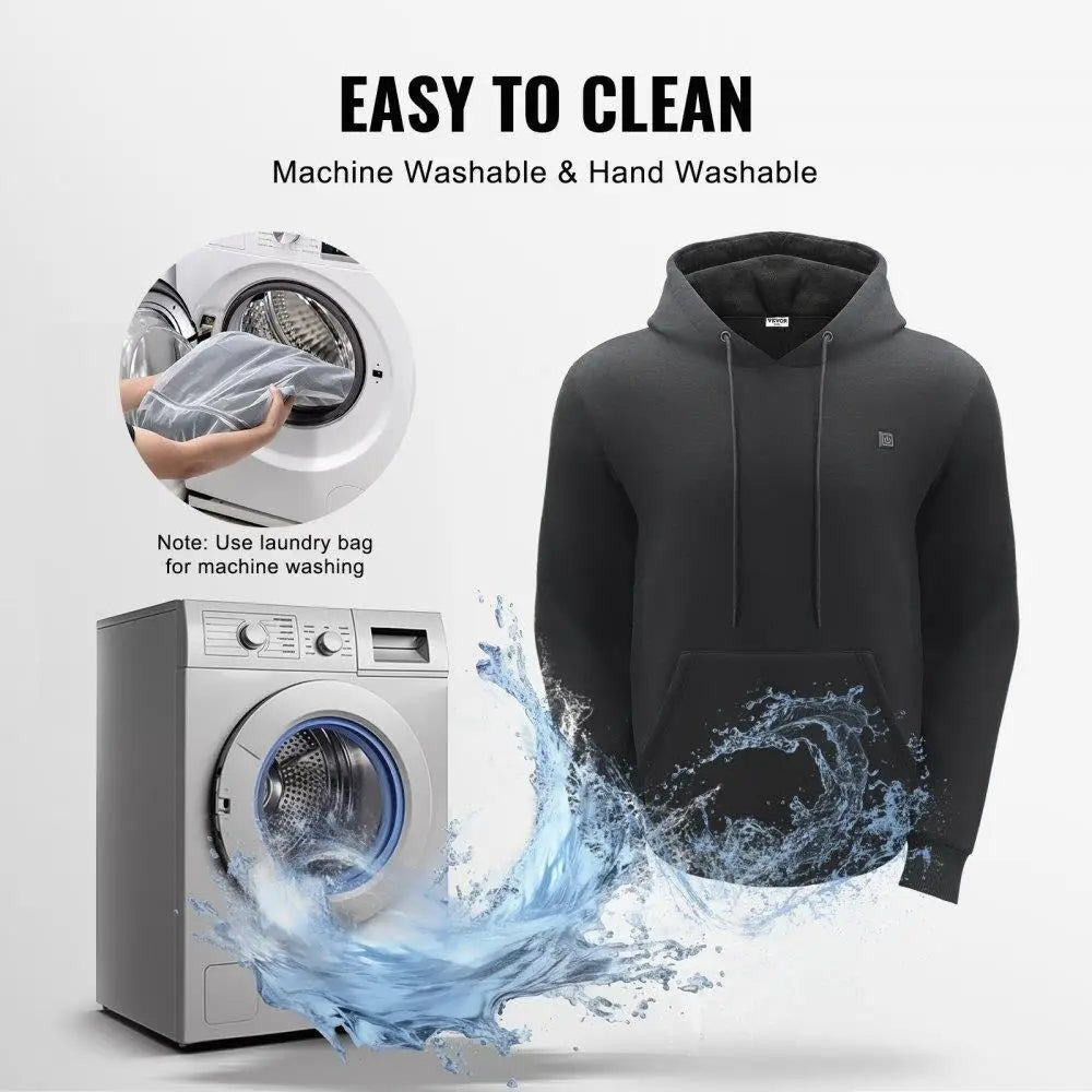 Heated Hoodie Sweatshirt Unisex Battery Powered for men & Women XL Size Black