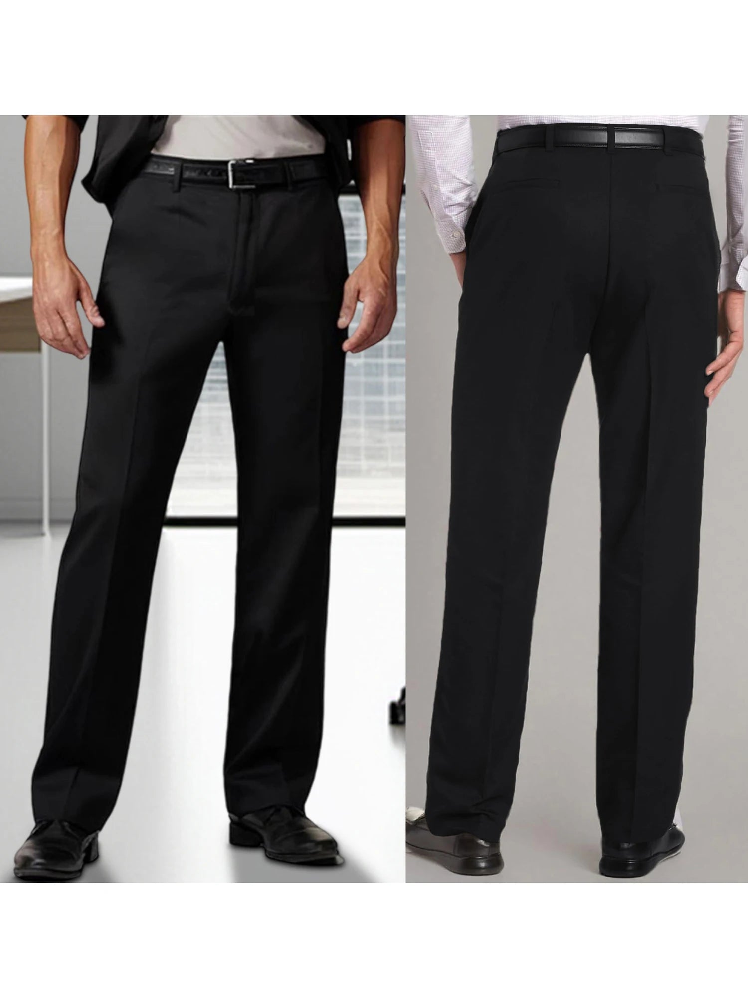 Men s  Fit Dress Pants Classic Flat Front Trousers with Belt Loops and Button Closure for Work or Formal Events