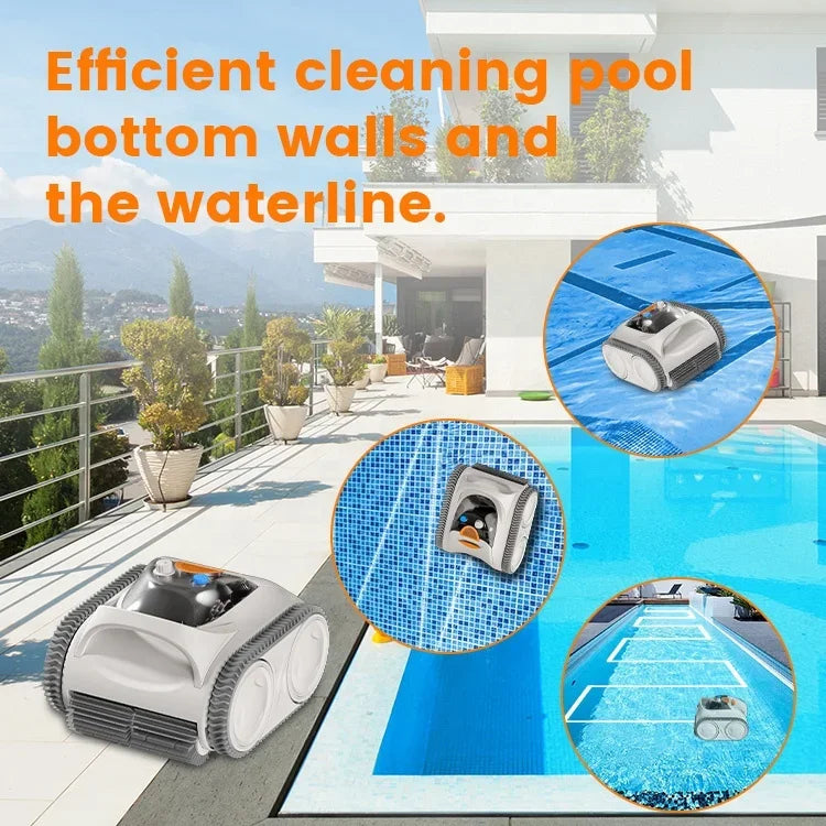 Pool Cleaner, Fully Automatic Cordless Robot, Fast Charging and Long Battery Life, IPX8 Waterproof and Safe Without Leakage.