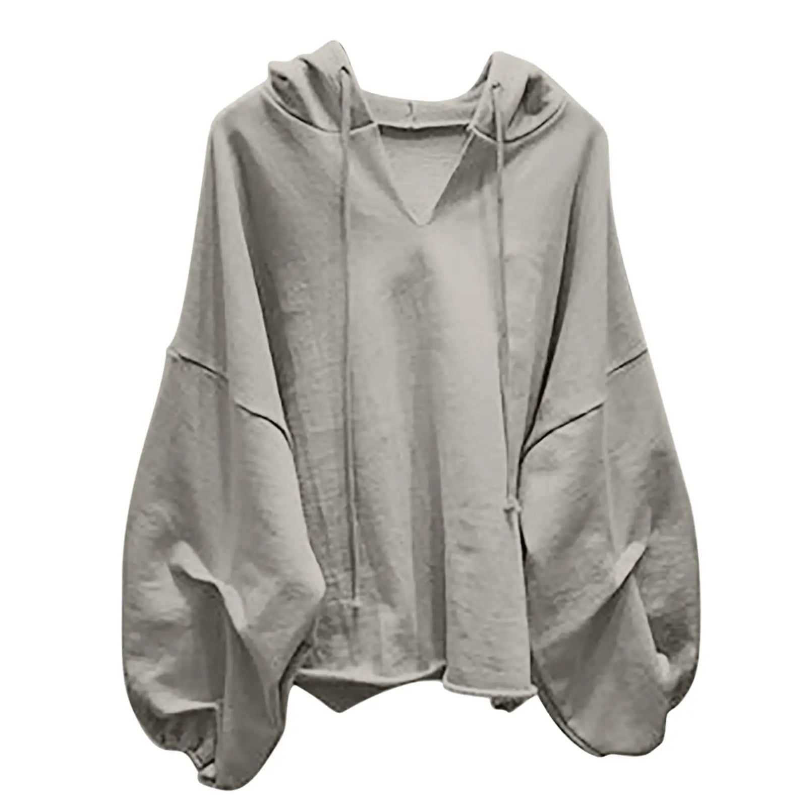 Women'S Fashion Casual Solid Color V-Neck Hooded  Loose Long Sleeve Sweatshirt Sudaderas De Mujer Woman Clothing	Hoodies Woman